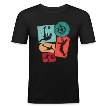 Football Football Enfants Joueur De Football Garçons - T-shirt près du corps Homme - noir - Devant - Nik (191cm)
