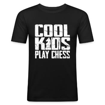 Cool Kids Jouer aux échecs - T-shirt près du corps Homme - noir - Devant - Nik (191cm)
