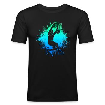 Basketball Bball Jungen Basketballspieler Herren - Männer Slim Fit T-Shirt - Schwarz - Vorne - Nik (191cm)