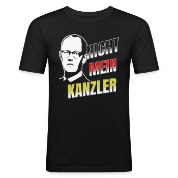 Nicht mein Kanzler Bundeskanzler Deutschland - Männer Slim Fit T-Shirt - Schwarz - Vorne - Nik (191cm)