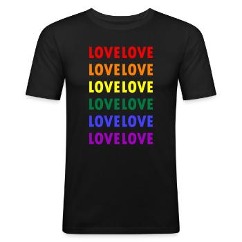 Amour Rainbow Pride LGBTQ - T-shirt près du corps Homme - noir - Devant - Nik (191cm)