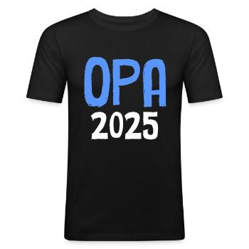 Opa 2025 - Männer Slim Fit T-Shirt - Schwarz - Vorne - Nik (191cm)