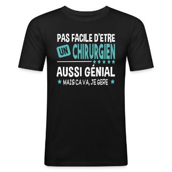 Chirurgien génial. Cadeau métier médecin chirurgie - T-shirt près du corps Homme - noir - Devant - Nik (191cm)