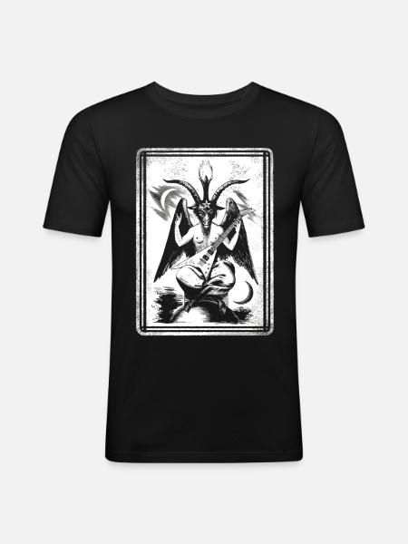 Flèche blanche de Baphomet - T-shirt près du corps Homme - noir