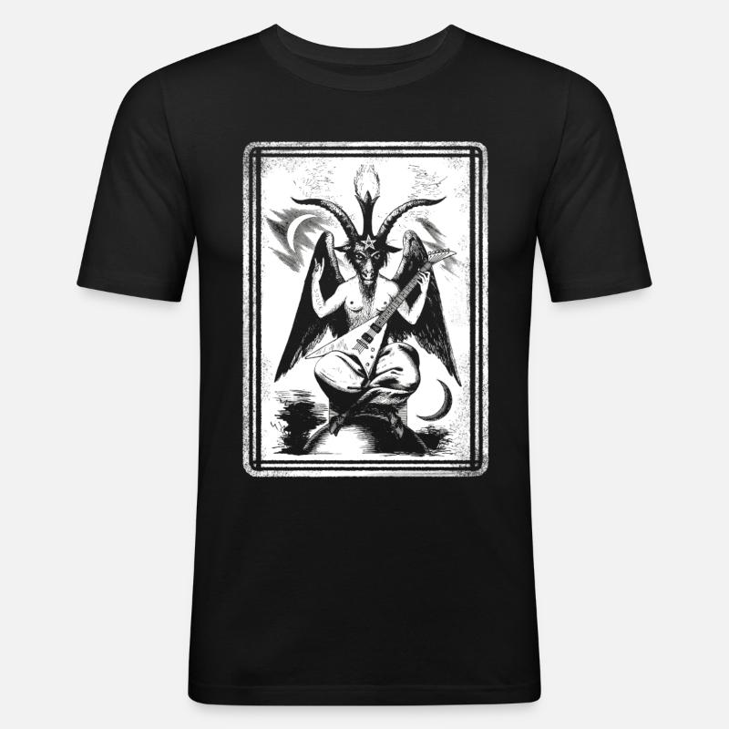 Der Weiße Pfeil von Baphomet - Männer Slim Fit T-Shirt - Schwarz