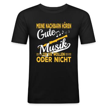 Oboe Musiker - Männer Slim Fit T-Shirt - Schwarz - Vorne - Nik (191cm)