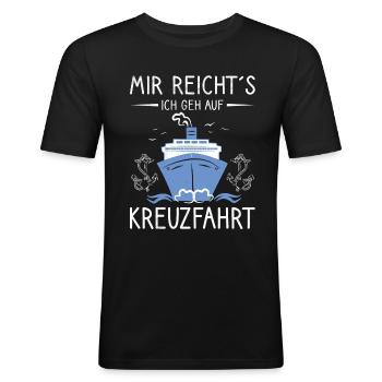 Endlich auf Kreuzfahrt - Männer Slim Fit T-Shirt - Schwarz - Vorne - Nik (191cm)