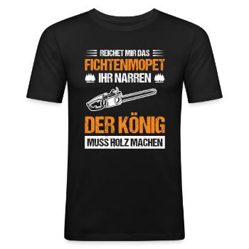 Fichtenmopet Holz machen - Männer Slim Fit T-Shirt - Schwarz - Vorne - Nik (191cm)