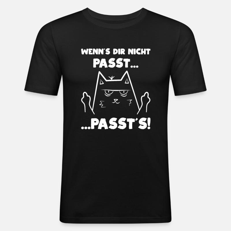 Katze Sarkasmus - Männer Slim Fit T-Shirt - Schwarz