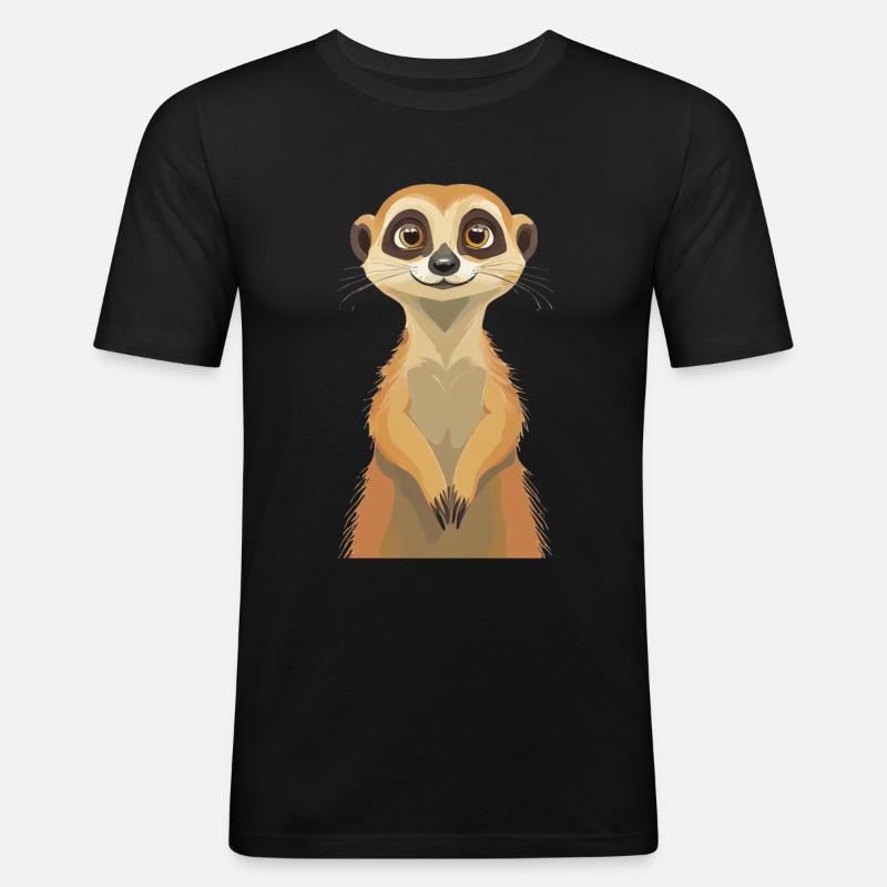 Erdmännchen - Männer Slim Fit T-Shirt - Schwarz