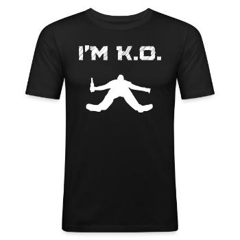 Je suis KO Homme Ivre Évanoui Blackout Coma Blanc - T-shirt près du corps Homme - noir - Devant - Nik (191cm)
