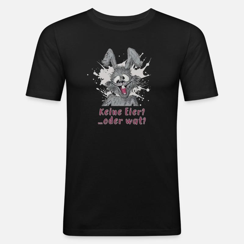 Keine Eier?….oder wat? Osterhase statement - Männer Slim Fit T-Shirt - Schwarz