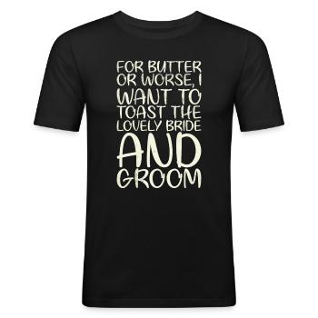 Pour le beurre ou pire, j’aimerais aller au - T-shirt près du corps Homme - noir - Devant - Nik (191cm)