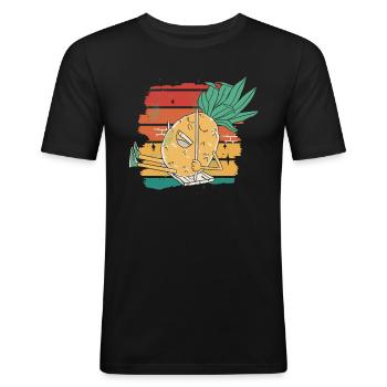 Ananas-schaukel-retro-design Für Strandliebhaber - Männer Slim Fit T-Shirt - Schwarz - Vorne - Nik (191cm)