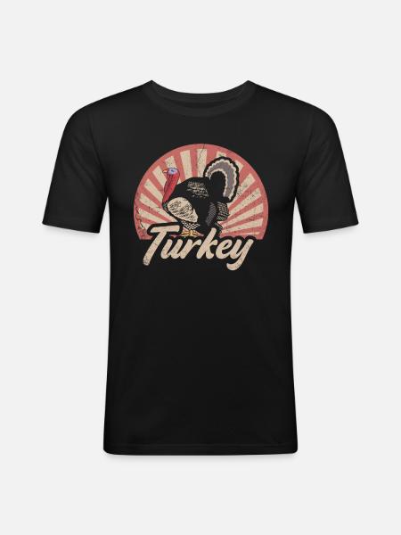 Truthahn - Männer Slim Fit T-Shirt - Schwarz