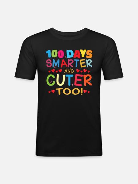 100 days smarter and cuter - Men's Slim Fit T-Shirt - black