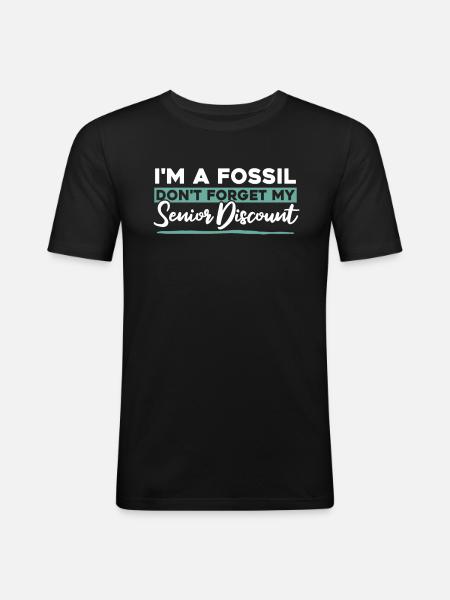 Rentner Rente Fossil - Männer Slim Fit T-Shirt - Schwarz