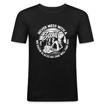 Pfadfinder - Männer Slim Fit T-Shirt - Schwarz - Vorne - Nik (191cm)