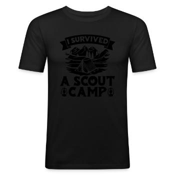 Boy Scout drôle - T-shirt près du corps Homme - noir - Devant - Nik (191cm)
