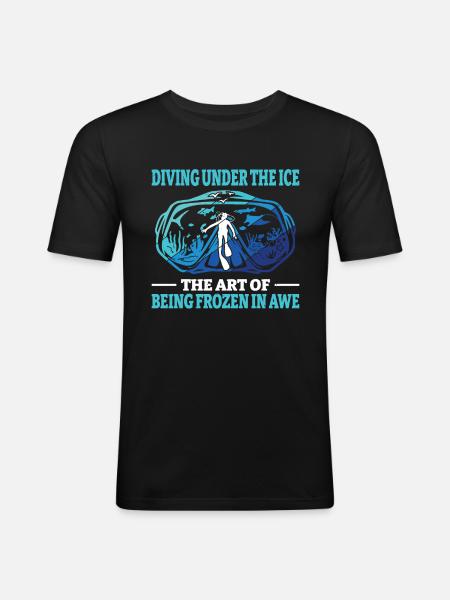 Diving under the ice, loons - Men's Slim Fit T-Shirt - black