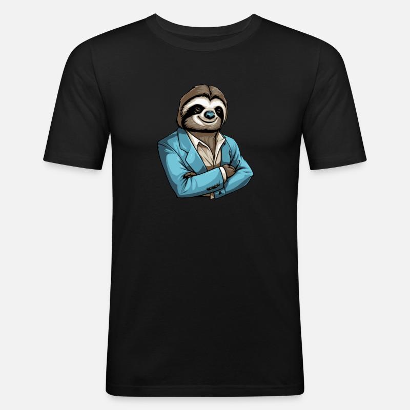 Faultier Cool - Männer Slim Fit T-Shirt - Schwarz
