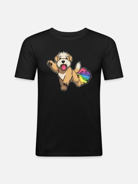 Wheaten Terrier Drôle Rainbow Pet - T-shirt près du corps Homme - noir