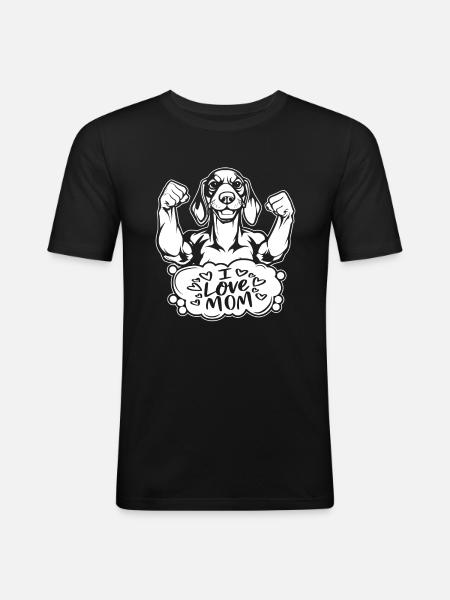 Dackel teckel j’aime maman - T-shirt près du corps Homme - noir