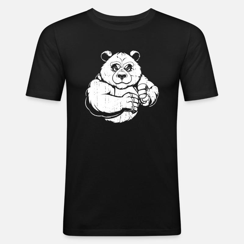Panda géant Panda Ours - T-shirt près du corps Homme - noir