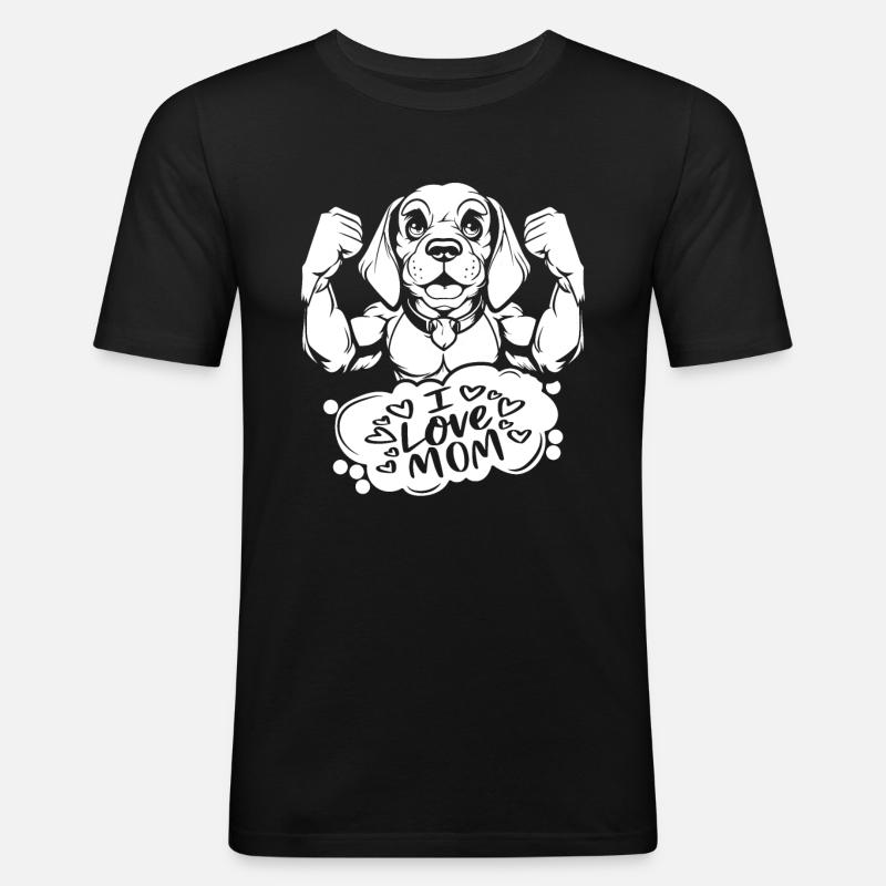 Beagle I Love Dad - Männer Slim Fit T-Shirt - Schwarz