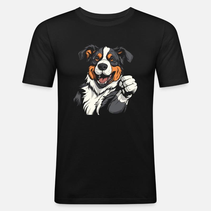 Border Collie Cool - Männer Slim Fit T-Shirt - Schwarz