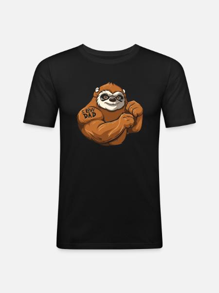 Sloth I Love Dad - Men's Slim Fit T-Shirt - black