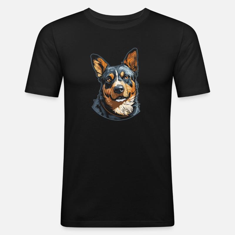 Australischer Rinderhund - Männer Slim Fit T-Shirt - Schwarz