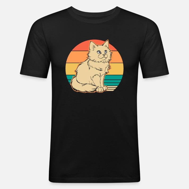 Katze - Männer Slim Fit T-Shirt - Schwarz