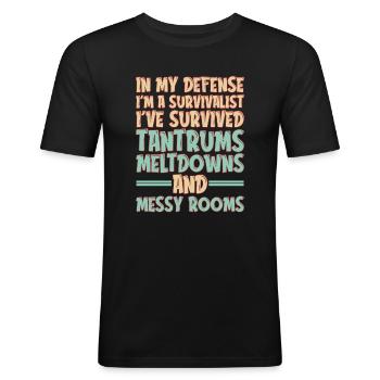 Dad Dad Funny Funny Dad In My Defense - Men's Slim Fit T-Shirt - black - Front - Nik (191cm)