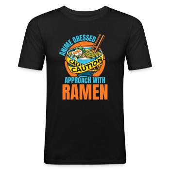 Anime Manga Bol Ramen Drôle - T-shirt près du corps Homme - noir - Devant - Nik (191cm)