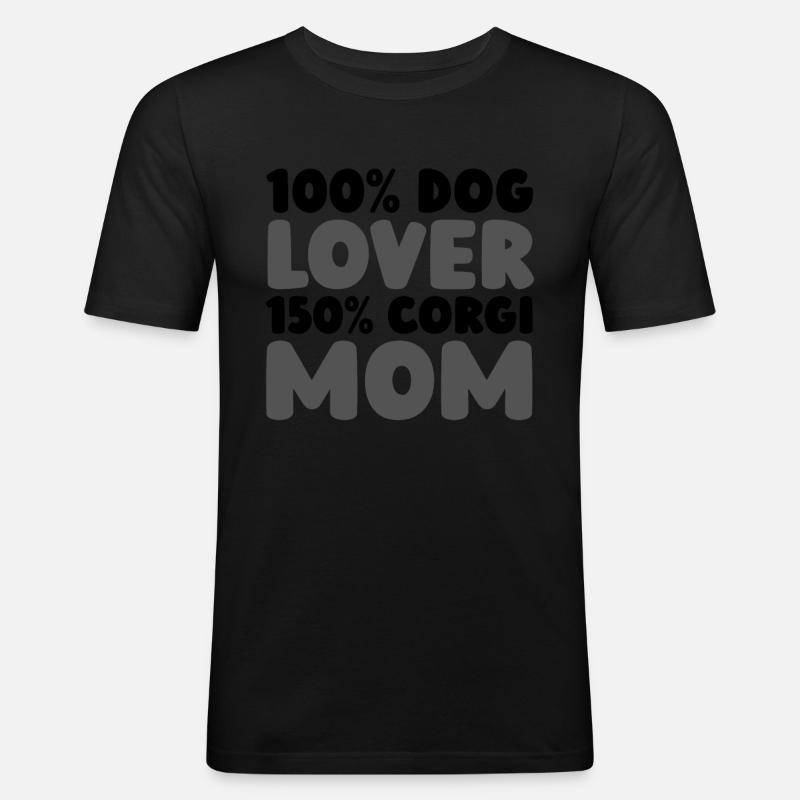 Corgi - Männer Slim Fit T-Shirt - Schwarz