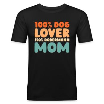Doberman - T-shirt près du corps Homme - noir - Devant - Nik (191cm)