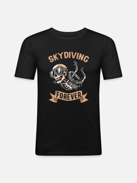 Parachutist Skydiving Skeleton - Men's Slim Fit T-Shirt - black