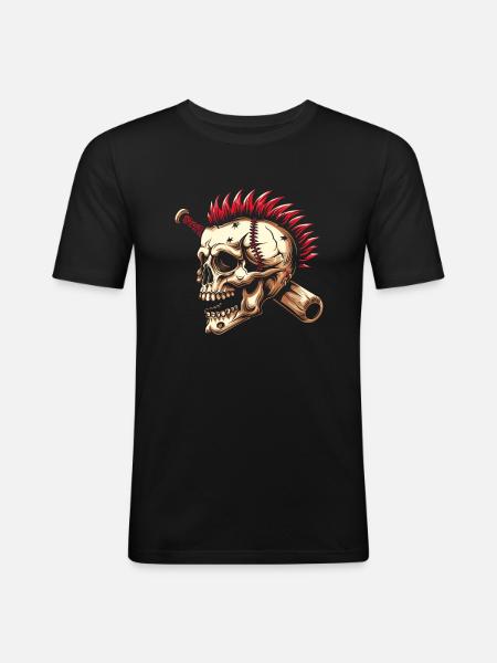 Baseball Skull Iroquois - Men's Slim Fit T-Shirt - black