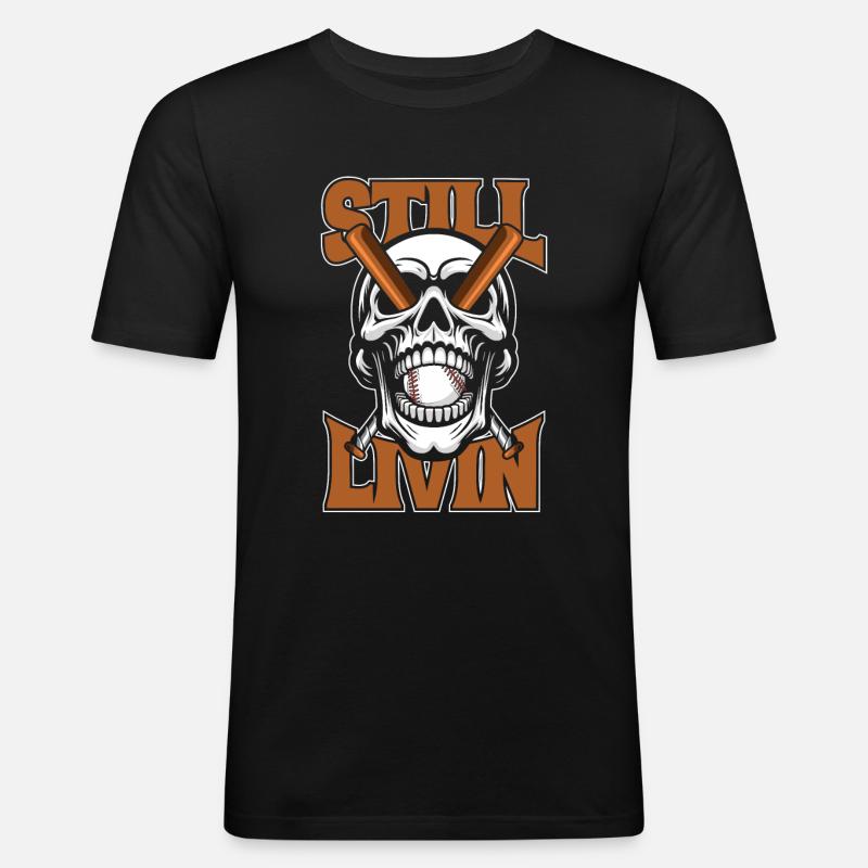 Baseball - Männer Slim Fit T-Shirt - Schwarz