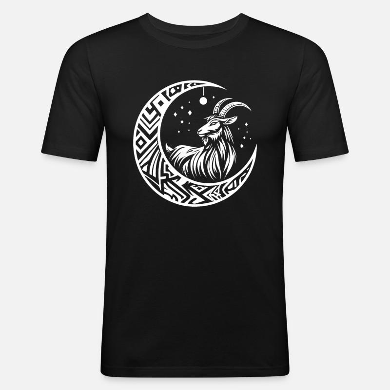 Ziege Stammes Moon Phases - Männer Slim Fit T-Shirt - Schwarz