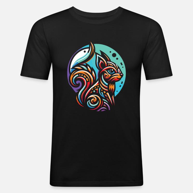 Eichhörnchen Moon Phases - Männer Slim Fit T-Shirt - Schwarz