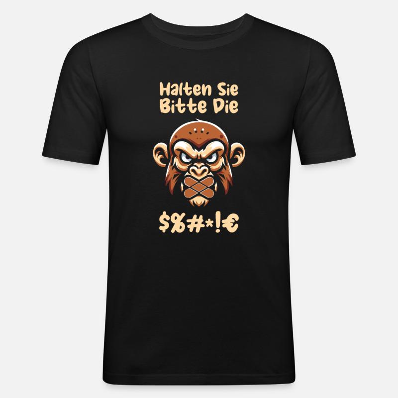 Monkey please shut up - Men's Slim Fit T-Shirt - black