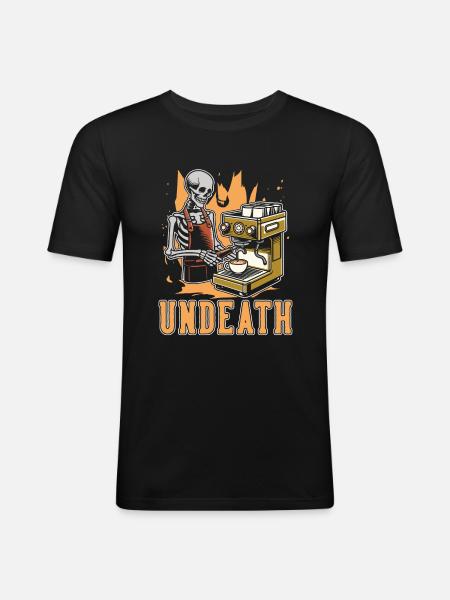 Barista Coffee Skeleton Undeath - Men's Slim Fit T-Shirt - black