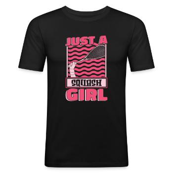 Squash juste une fille de squash - T-shirt près du corps Homme - noir - Devant - Nik (191cm)