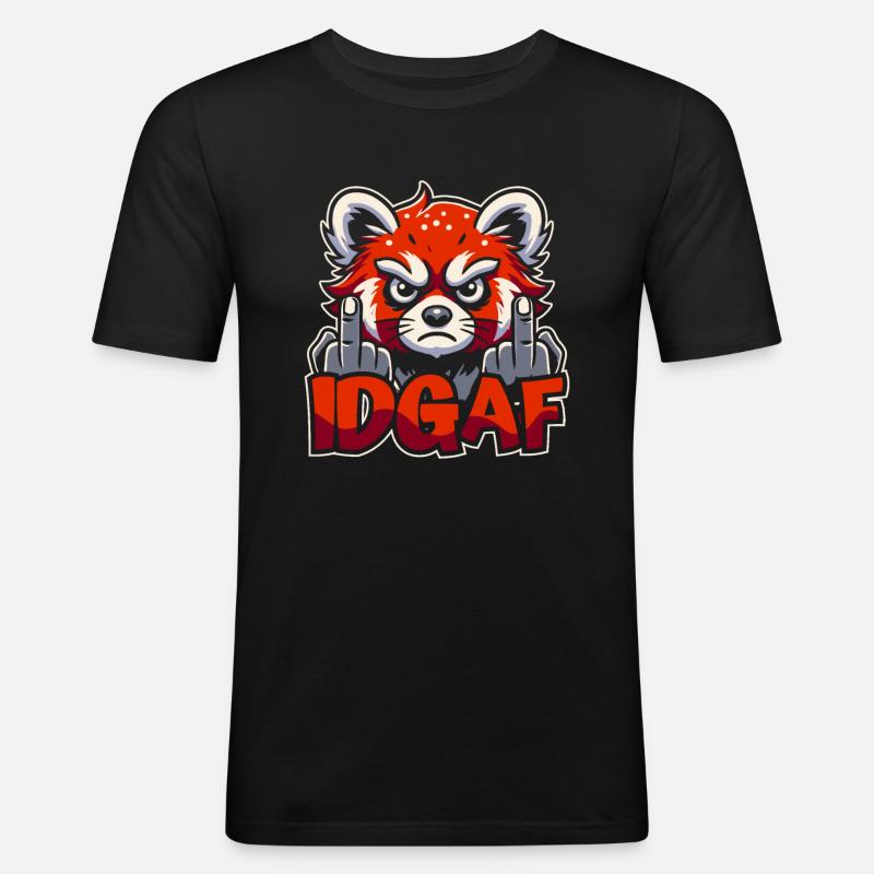 Roter Panda Idgaf - Männer Slim Fit T-Shirt - Schwarz