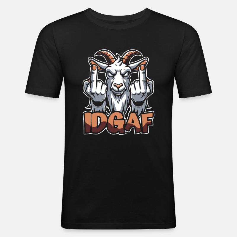 Ziege Idgaf - Männer Slim Fit T-Shirt - Schwarz