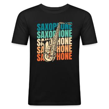 Saxophone Saxophone - Men's Slim Fit T-Shirt - black - Front - Nik (191cm)