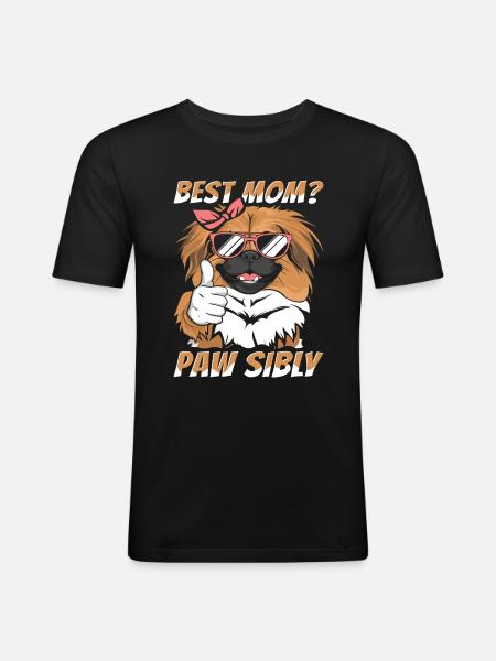 Pekingese Mutter Best Mom Pawsibly - Men's Slim Fit T-Shirt - black