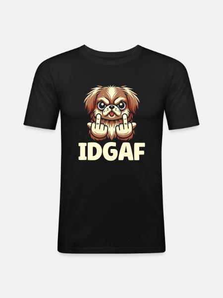 Pekingese Idgaf - Men's Slim Fit T-Shirt - black